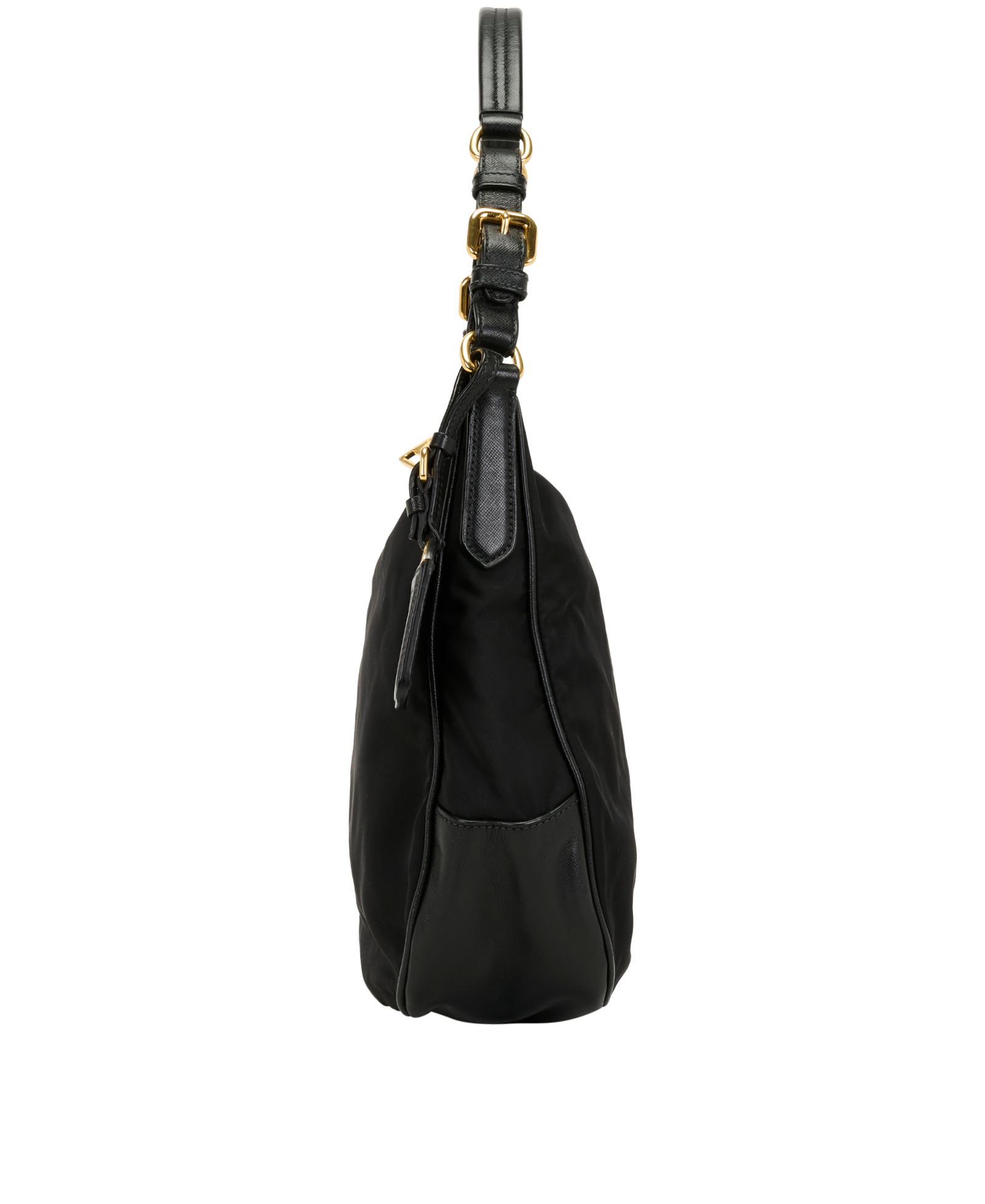 Re-Nylon Hobo, &pound;550, Handbags, Black, Leather/Nylon, Bottom view
